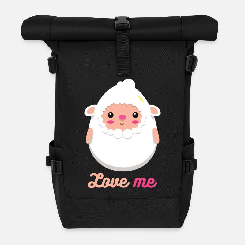 sheep - Roll Top Backpack - black
