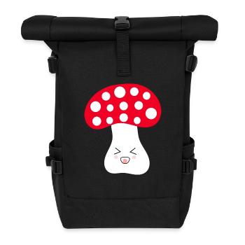 Toadstool, mushroom in the woods gift - Roll Top Backpack - black - Front
