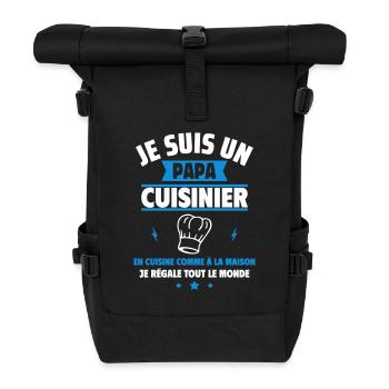 papa cuisinier, Cadeau fête des pères,chef - Sac à dos roll top - noir - Devant