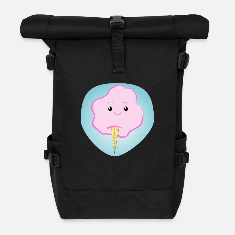Happy cotton candy - gift - gift idea - Roll Top Backpack - black