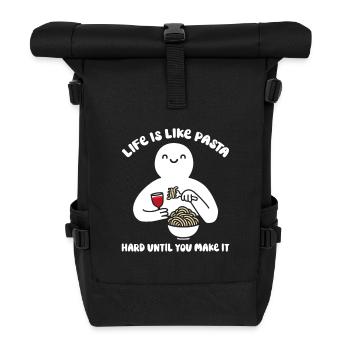 Life is like pasta, hard until you make it - Roll Top Backpack - black - Front