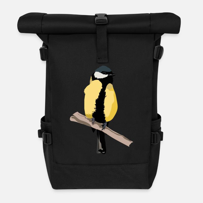 Kohlmeise - Rolltop Rucksack - Schwarz