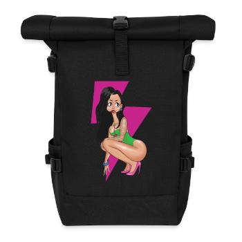 Pink Lightning Pin-up - Rolltop Rucksack - Schwarz - Vorne