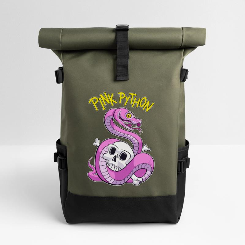 Pink Python Rolltop Rucksack