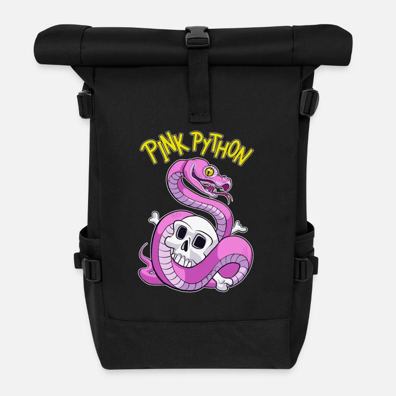 Pink Python - Rolltop Rucksack - Schwarz