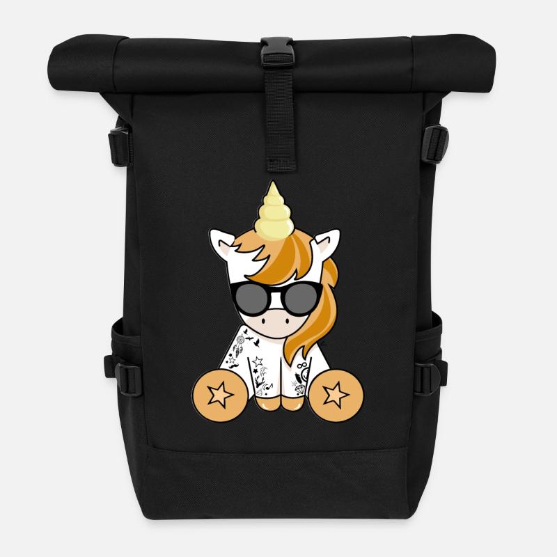 Licorne Hipster - Sac à dos roll top - noir
