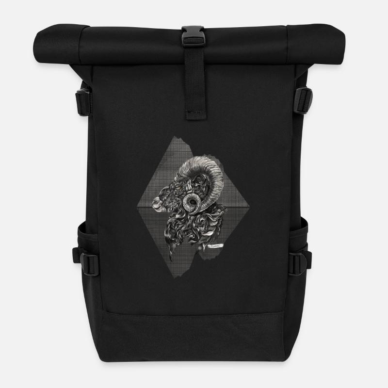 Widder Sternzeichen - Rolltop Rucksack - Schwarz