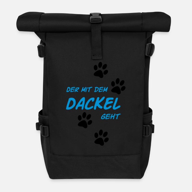 Der mit dem Dackel geht - Rolltop Rucksack - Schwarz