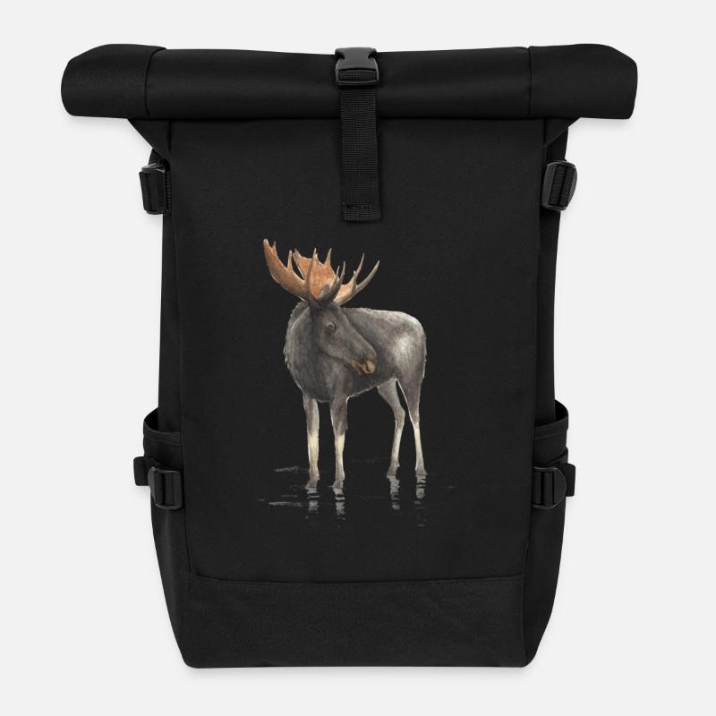 Elch - Rolltop Rucksack - Schwarz