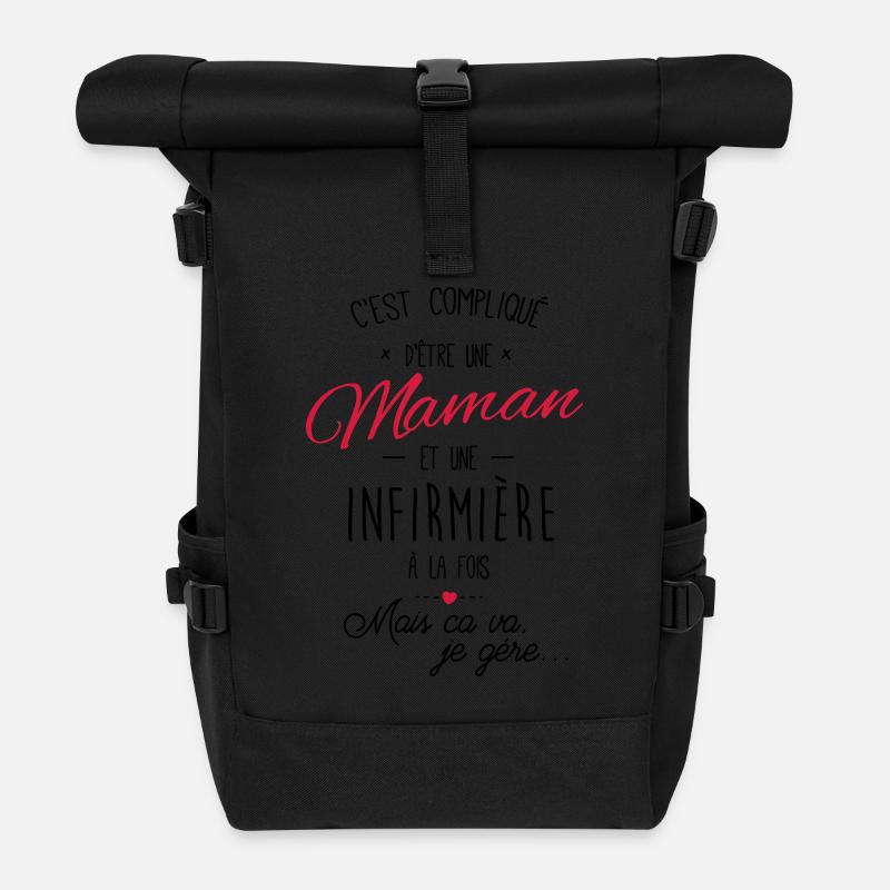 Maman et Infirmière - Sac à dos roll top - noir