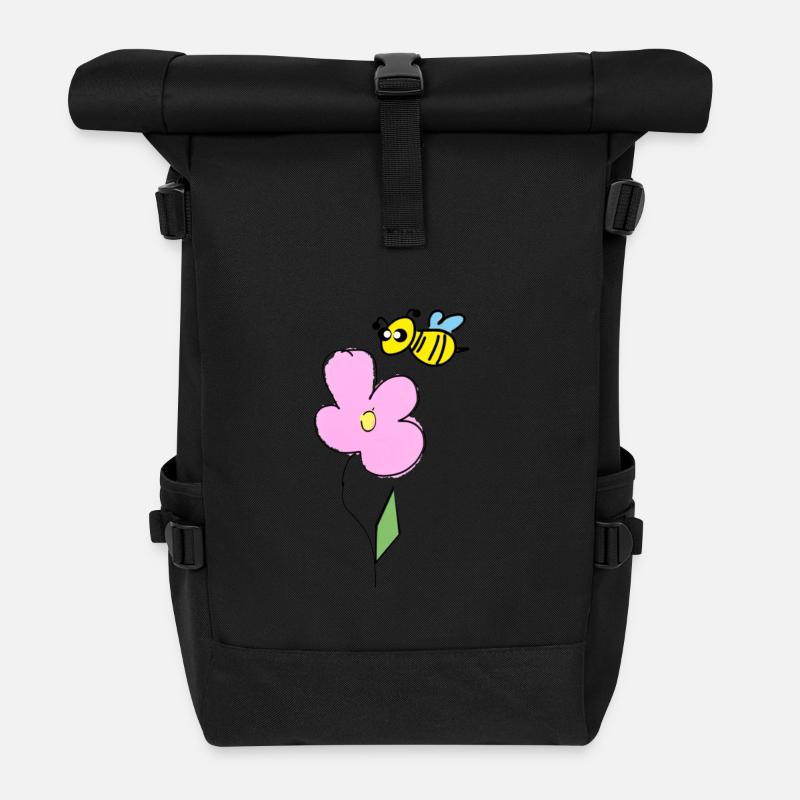 Biene - Rolltop Rucksack - Schwarz