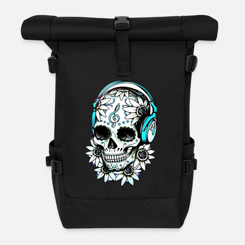 Musik Skull - Rolltop Rucksack - Schwarz