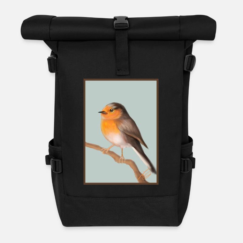 rotkehlchen - Rolltop Rucksack - Schwarz