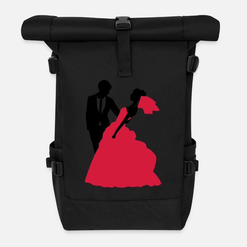 Hochzeit, Braut, Bräutigam - Rolltop Rucksack - Schwarz