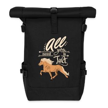 Lichtfuchs Isländer: All you need is Tölt - Rolltop Rucksack - Schwarz - Vorne