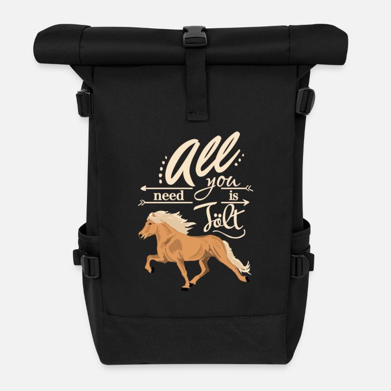 Lichtfuchs Isländer: All you need is Tölt - Rolltop Rucksack - Schwarz