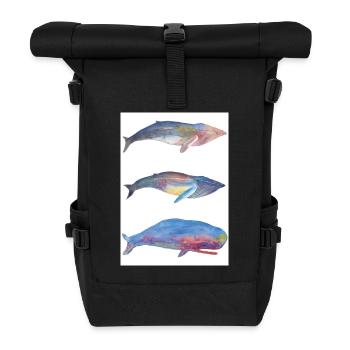 3 Autocollant Baleines - Sac à dos roll top - noir - Devant