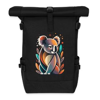 Minimalistischer Koala in bunten Farben – Stylisch - Rolltop Rucksack - Schwarz - Vorne