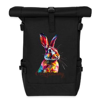 Lapin de Pâques mignon lapin de Pâques géométrique - Sac à dos roll top - noir - Devant