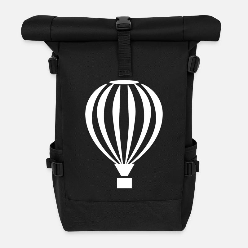 Weißer Heißluftballon - Rolltop Rucksack - Schwarz