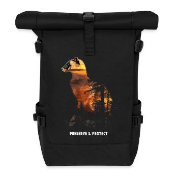 Preserve & Protect Marten Animal Forest Nature - Roll Top Backpack - black - Front