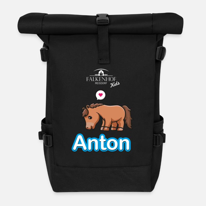 Falkenhof Anton Comic Horse - Roll Top Backpack - black