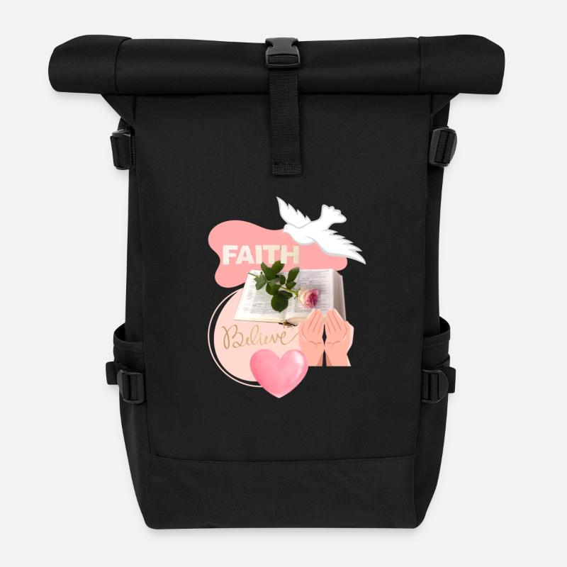 Faith 2 collage - Roll Top Backpack - black