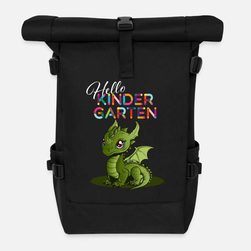 Hello Kindergarten - Rolltop Rucksack - Schwarz