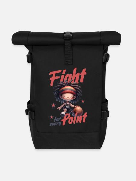 Fight for every Point Basketball - Rolltop Rucksack - Schwarz