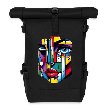 Women girl power design art female feminism symbol - Roll Top Backpack - black - Front