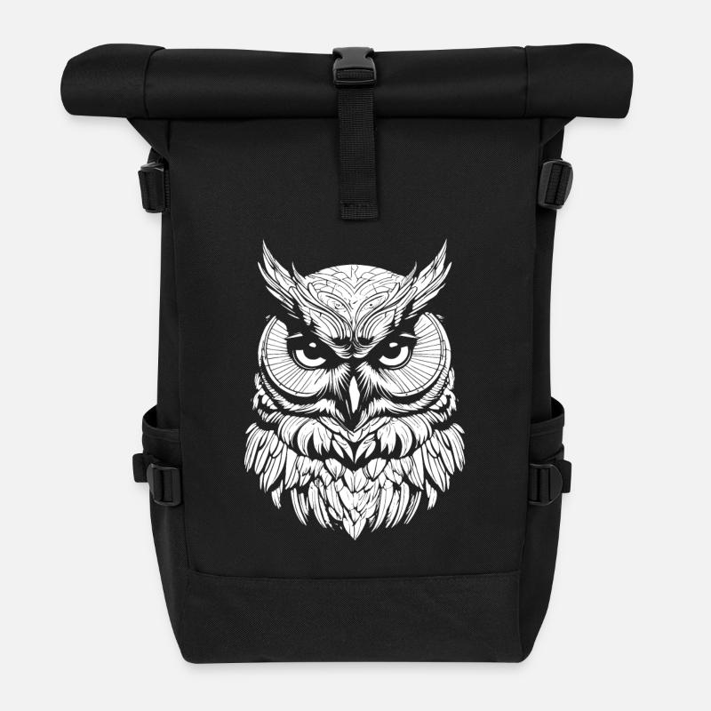 Owl - Rolltop Rucksack - Schwarz
