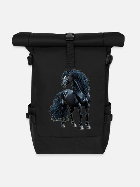 schwarze Schönheit II - Rolltop Rucksack - Schwarz
