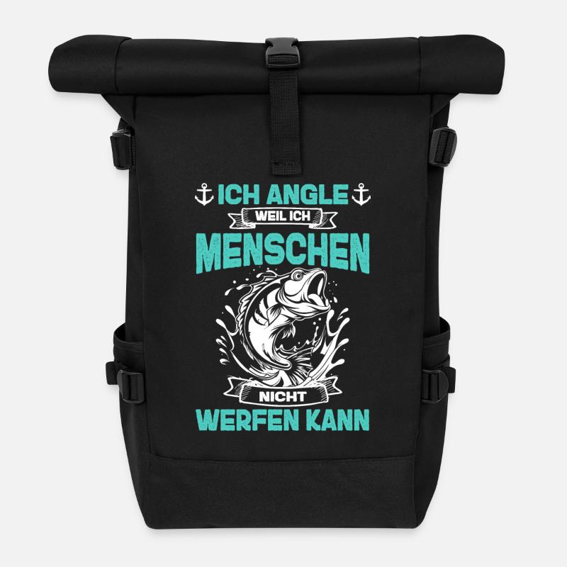 Ich Angle Weil Ich Menschen Nicht Werfen Kann - Rolltop Rucksack - Schwarz