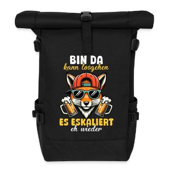 Bin Da Eskaliert Eh Wieder Bier Party Fuchs - Rolltop Rucksack - Schwarz - Vorne