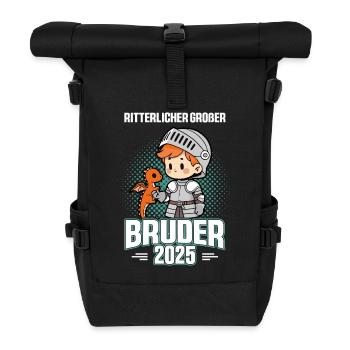 Ritterlicher Großer Bruder 2024 Geschwister - Rolltop Rucksack - Schwarz - Vorne