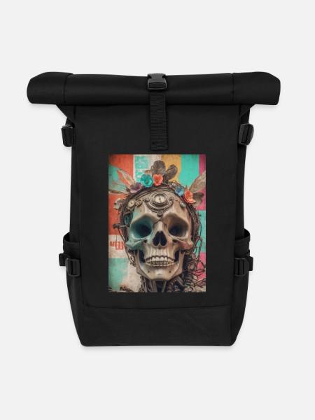 Color Skull 70´s - Rolltop Rucksack - Schwarz