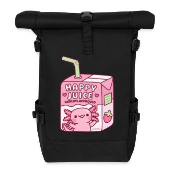 Funny Happy Juice Axolotl Approved Juice Box - Roll Top Backpack - black - Front