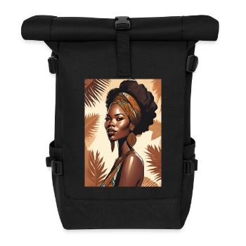 Afrika schwarze schöne Frau - Rolltop Rucksack - Schwarz - Vorne