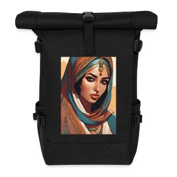 Indische schöne Frau - Rolltop Rucksack - Schwarz - Vorne