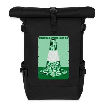 Tarnung grüner Straßenkegel - Rolltop Rucksack - Schwarz - Vorne
