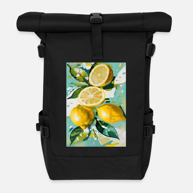 Lemon mood - Roll Top Backpack - black