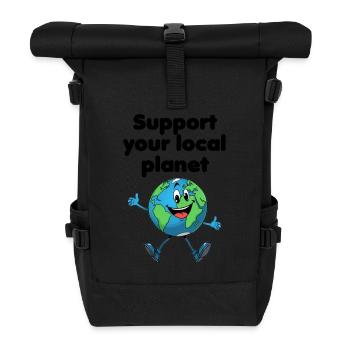 Support your local planet (hell) - Rolltop Rucksack - Schwarz - Vorne