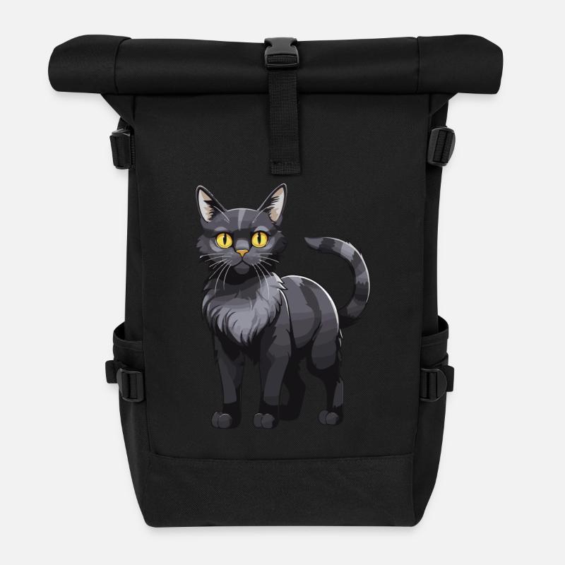 Katze Tier - Rolltop Rucksack - Schwarz