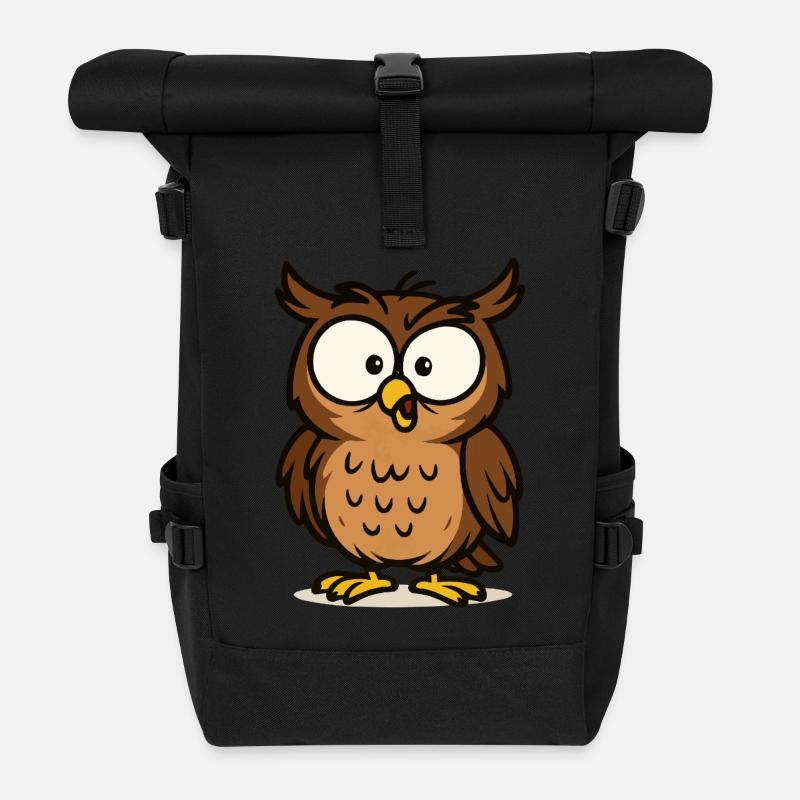 eule comic 1 - Rolltop Rucksack - Schwarz