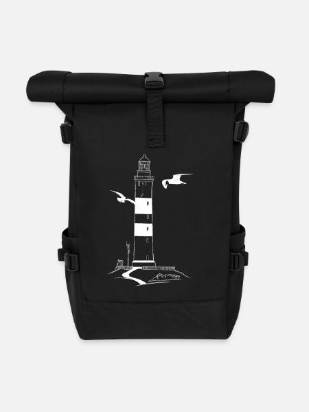 Leuchtturm von Amrum mit Möwen - Rolltop Rucksack - Schwarz