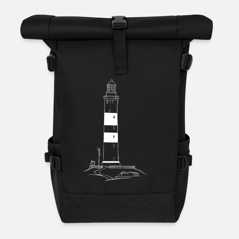 Leuchtturm von Amrum - Rolltop Rucksack - Schwarz
