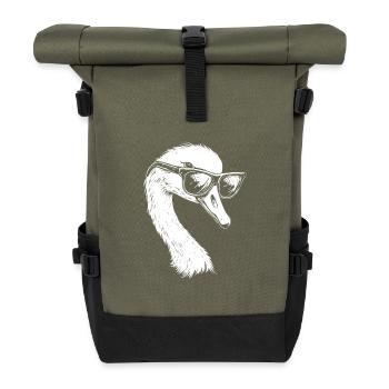 Cool Schwan Sonnenbrille Sommer - Rolltop Rucksack - Olive/Schwarz - Vorne