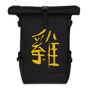 Hahn (Chinesisch) Tierkreiszeichen - TUSCHE - Rolltop Rucksack - Schwarz - Vorne
