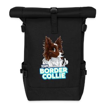 TEAM Border Collie Long Hair - Red - Roll Top Backpack - black - Front