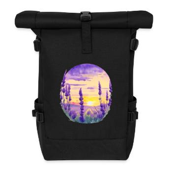 Lavendelfeld - Rolltop Rucksack - Schwarz - Vorne